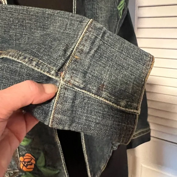 Embroidered denim jacket E by EC like new size 4 - Picture 5 of 11